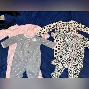 Carter's Pink, Gray, and Animal Print One Pieces
